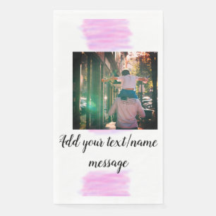 Purple pink watercolor father son dad add image te paper guest towels
