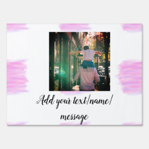 Purple pink watercolor father son dad add image te sign