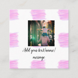 Purple pink watercolor father son dad add image te square business card