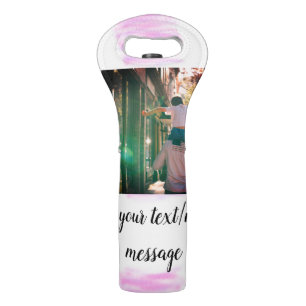 Purple pink watercolor father son dad add image te wine bag