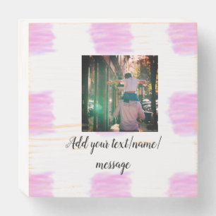 Purple pink watercolor father son dad add image te wooden box sign
