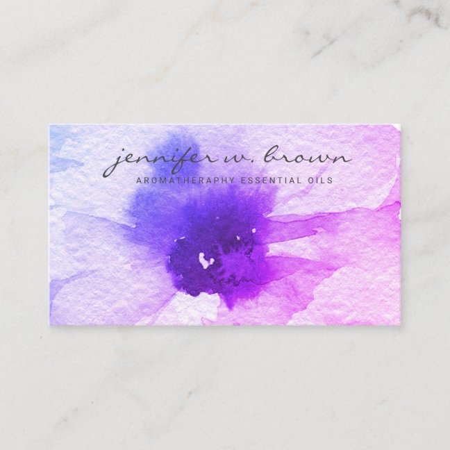 Purple pink watercolor floral Custom Business Card