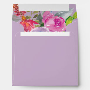 Purple Pink Watercolor Floral Envelope