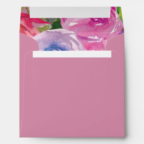 Purple Pink Watercolor Floral Return Address Envelope
