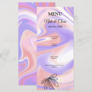 Purple pink watercolor handpainted wedding custom menu