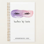 Purple & Pink Watercolor Lash Artist Appointment Planner<br><div class="desc">Appointment book for a lash artist with a pair of roughly drawn eyelashes atop a smudge of pink and purple watercolor in the shape of an eyemask. Add your name in a charming hand-written font.</div>