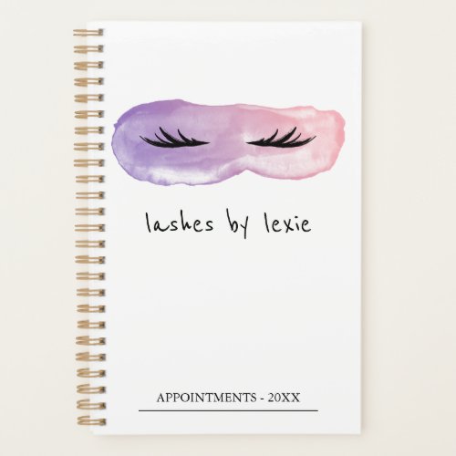 Purple  Pink Watercolor Lash Artist Appointment Planner