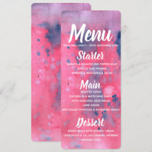 Purple & Pink Watercolor Menu Invitation