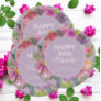 Purple Pink Watercolor Wildflower 30th Birthday Paper Plates