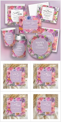 Purple Pink Watercolor Wildflower Garden Birthday 