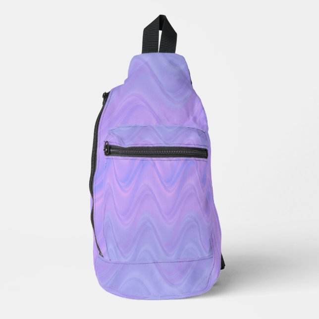 Purple Pink Wavy Lines Pattern Sling Bag (Front)