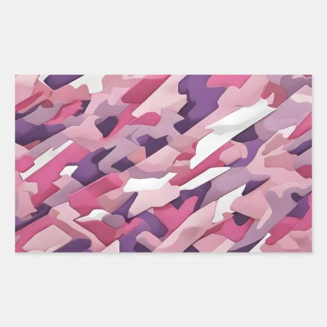purple pink white camoflage rectangular sticker (Front)