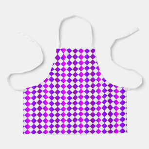 Purple Pink White Checker Diamond Pattern Apron