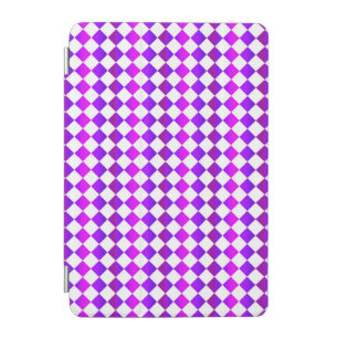 Purple Pink White Checker Diamond Pattern iPad Mini Cover
