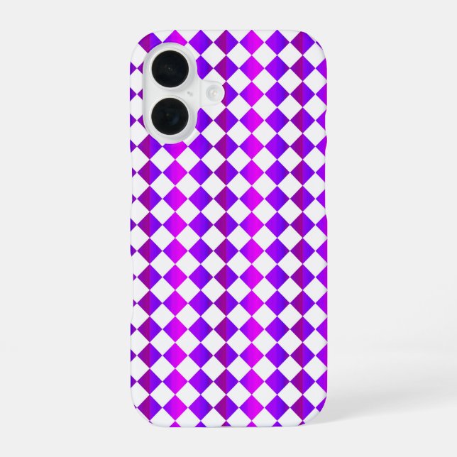 Purple Pink White Checker Diamond Pattern Iphone Case (Back)