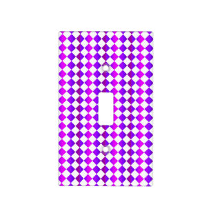Purple Pink White Checker Diamond Pattern Light Switch Cover