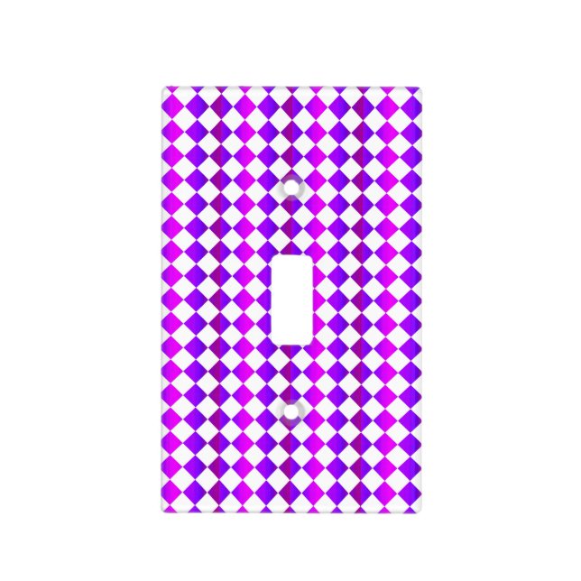 Purple Pink White Checker Diamond Pattern Light Switch Cover (Front)