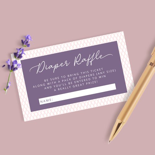 Purple Pink White Diaper Raffle Ticket Enclosure Card