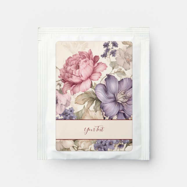 Purple Pink White Floral Tea Bag Drink Mix (Front)