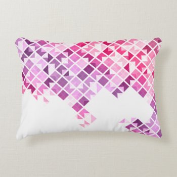 Purple  Pink & White Geometric Pattern Decorative Pillow by VintageDesignsShop at Zazzle