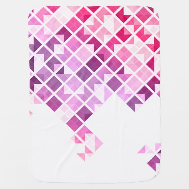 Purple, Pink & White Geometric Pattern Receiving Blanket (Front)