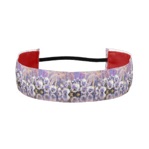 Purple Pink White Pansies near Water Watercolor Athletic Headband