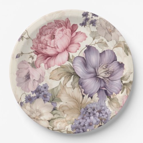 Purple Pink White Paper Plate