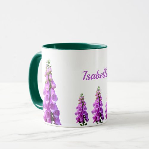 Purple pink white wildflowers floral name mug