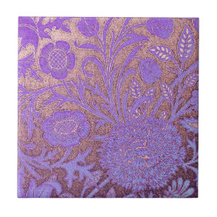 Purple,pink,Wiiliam Morris revamped, art nouveau p Ceramic Tile