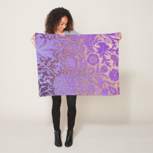 PurplepinkWiiliam Morris revamped art nouveau p Fleece Blanket