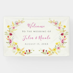 Purple Pink Wild Orchid Flowers Wreath Wedding Banner