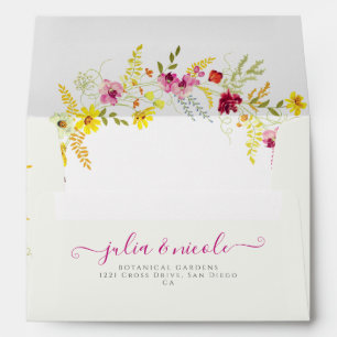 Purple Pink Wild Orchid Flowers Wreath Wedding Envelope