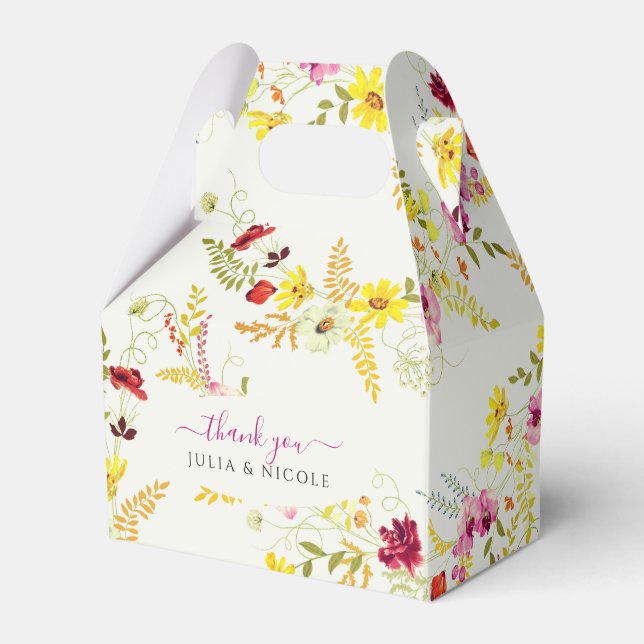 Purple Pink Wild Orchid Flowers Wreath Wedding Favor Boxes (Front Side)