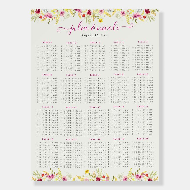 Purple Pink Wild Orchid Flowers Wreath Wedding Foam Board (Front)