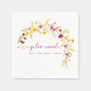 Purple Pink Wild Orchid Flowers Wreath Wedding Napkins