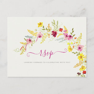 Purple Pink Wild Orchid Flowers Wreath Wedding Postcard