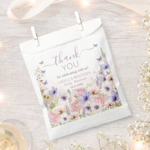 Purple Pink Wildflower Butterflies Baby in Bloom Favor Bag
