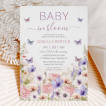 Purple Pink Wildflower Butterflies Baby in Bloom