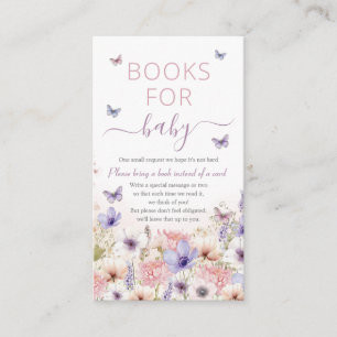 Purple Pink Wildflower Butterflies Books for Baby Enclosure Card