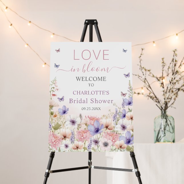 Purple Pink Wildflower Butterflies Love in Bloom Foam Board (In Situ (Stand))
