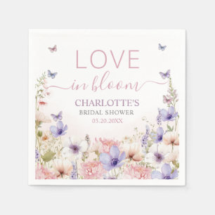 Purple Pink Wildflower Butterflies Love in Bloom Napkins