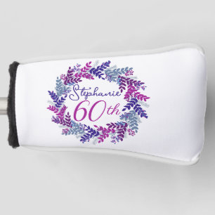 Purple Pink Wreath 60th Birthday Putter Golf Head Cover