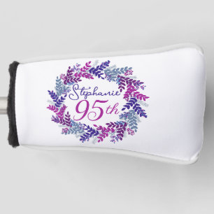 Purple Pink Wreath 95th Birthday Putter Golf Head Cover