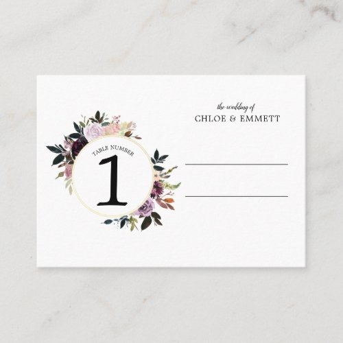 Purple Pink Wreath Wedding Place Card