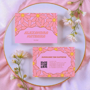 Purple Pink Y2K Flower Handmade Clothing Business Card