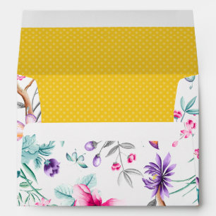 Purple, Pink, Yellow Chinoiserie Dotted Envelope