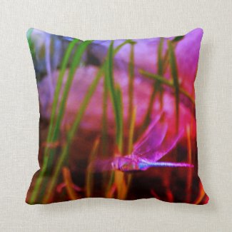 purple pink yellow  dragonfly, Rainbow pillow