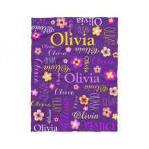 Purple pink yellow girls name Olivia flower