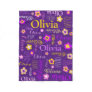 Purple pink yellow girls name Olivia flower Fleece Blanket