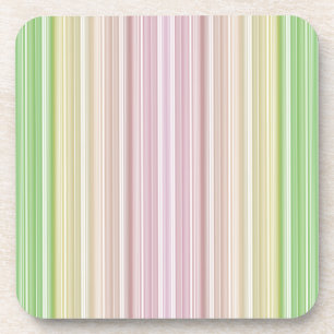 Purple Pink Yellow Green Stripes Beverage Coaster